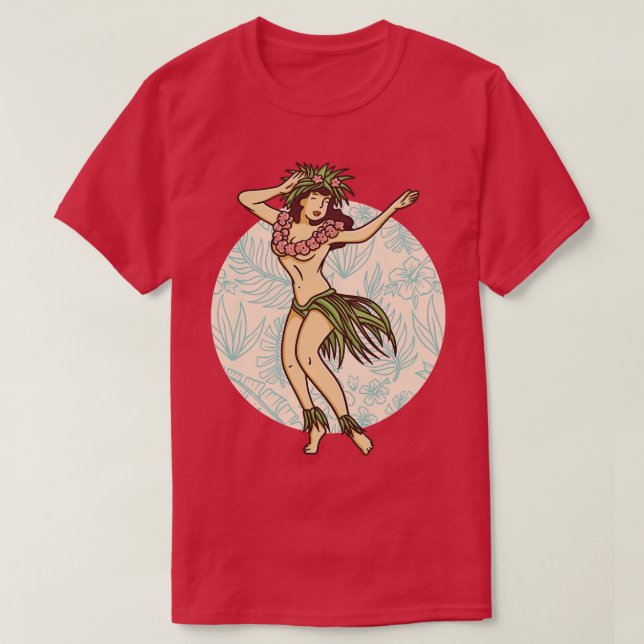 Retro Hawaiian Hula Girl Dancer T Shirt (Design framsida)