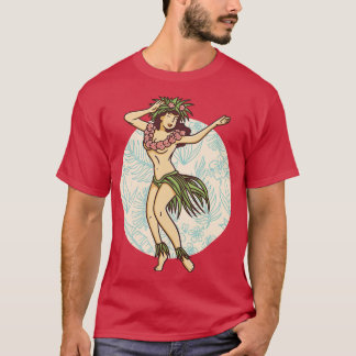 Retro Hawaiian Hula Girl Dancer T Shirt