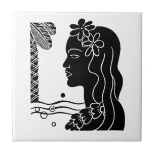 Retro Hawaiian Hula Girl Kakelplatta