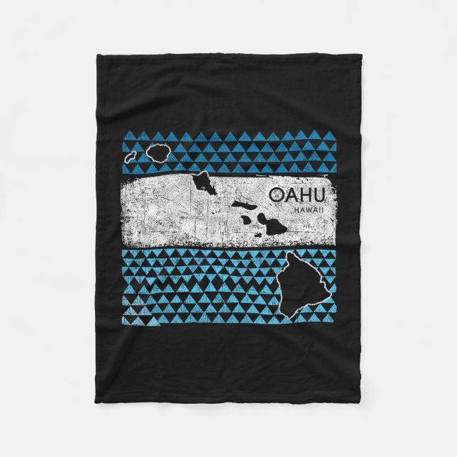 Retro Hawaiian Island Oahu Hawaii Volcano Vacation Fleecefilt (Framsidan)