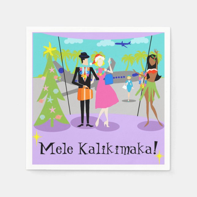 Retro Hawaiian jul - engångsservetter Pappersservett (Framsidan)