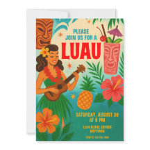 Retro Hawaiian Luau-partiets inbjudan