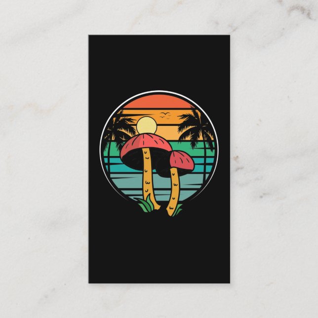 Retro Hawaiian Mushroom Sunset Visitkort (Framsida)