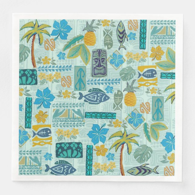 Retro Hawaiian Tiki Tropix Pappersservett (Framsida)