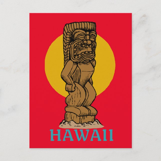 Retro Hawaiian Tiki Vykort (Framsida)