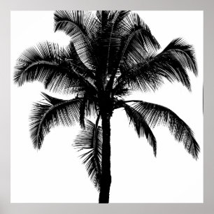 Retro Hawaiian Tropical Handflatan Träd Silhouette Poster