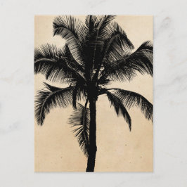 Retro Hawaiian Tropical Handflatan Träd Silhouette Vykort