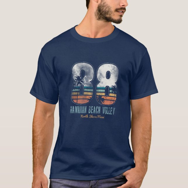 Retro hawaiiansk beachvolleyboll sport tee (Framsida)