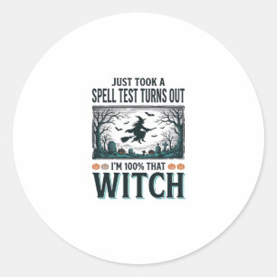 Retro Häxa DNA Humor Halloween Vektor Design_1 Runt Klistermärke