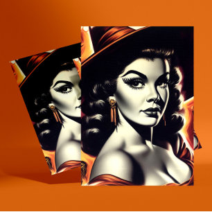 Retro Häxa Pin-up Vykort