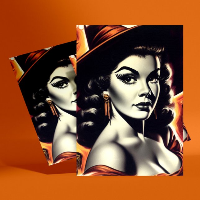 Retro Häxa Pin-up Vykort (Skapare uppladdad)