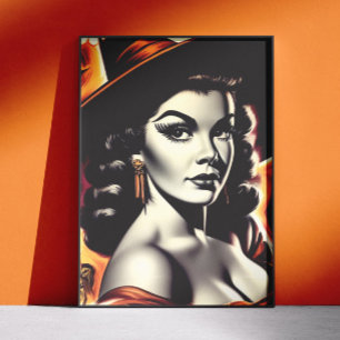 Retro Häxa Pin-upRetro Häxa Pin-up Poster