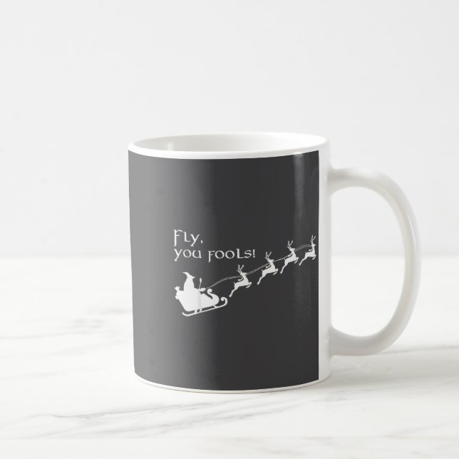 Retro Häxig Trollkarl Flyg Du Dummer Sleighing Jul Kaffemugg (Höger)