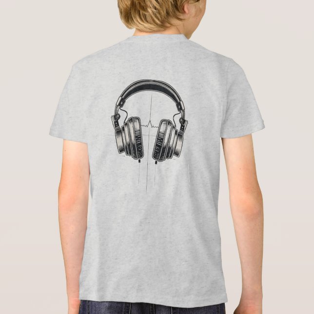 Retro Headphone Line Art T-Shirt - Music Älskare G (Baksida)