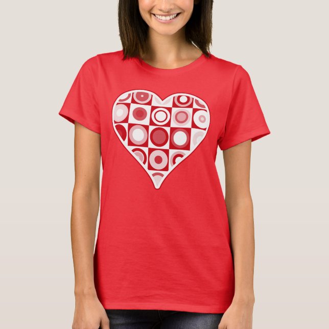 Retro Heart 60-talet Stil T Shirt (Framsida)