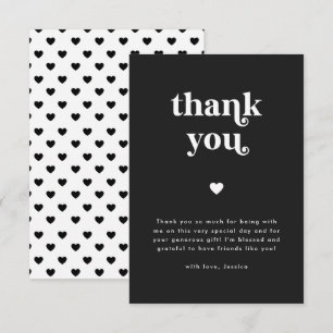 Retro Heart Black & White Baby Shower Tack Kort