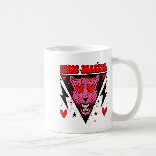 Retro Heart Breaker Valentines Day Tiger Love  Kaffemugg (Höger)