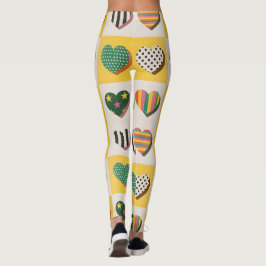 Retro Heart Grid Leggings