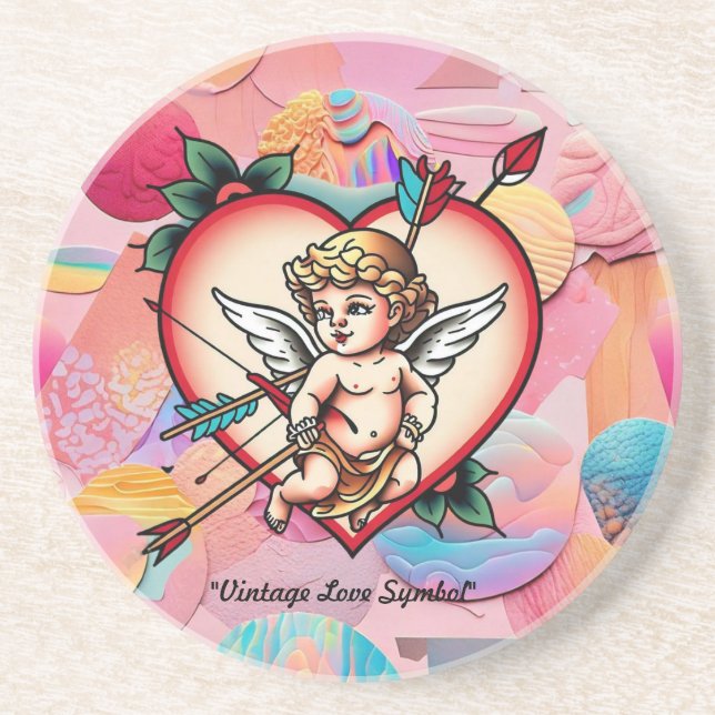 Retro Heart med Cupid Bow Underlägg (Framsidan)