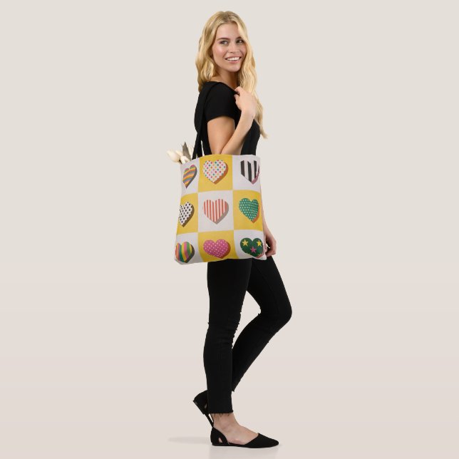 Retro Heart Rrid Toit Bag Tygkasse (På modell)
