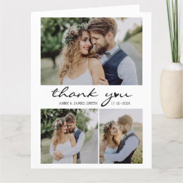 Retro Heart Script 4 Photo Collage Bröllop Tack Kort