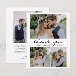 Retro Heart Script 4 Photo Collage Bröllop Tack Kort