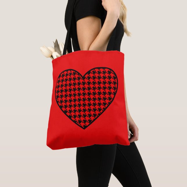 Retro Heart Tote Bag Tygkasse (Närbild)