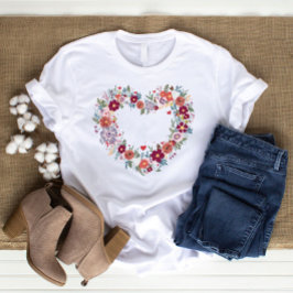 Retro Heart Wildblommor Älskare T Shirt