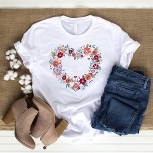 Retro Heart Wildblommor Älskare T Shirt