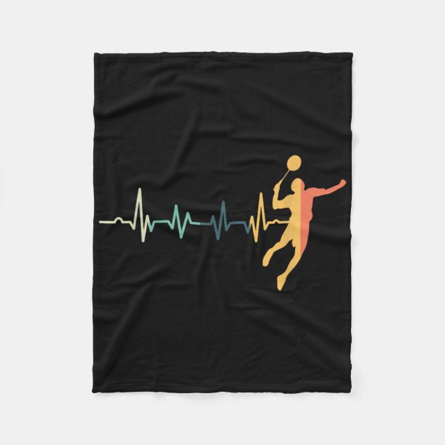 Retro Heartbeat Badmintonspelare Shuttle Tränare R Fleecefilt (Framsidan)