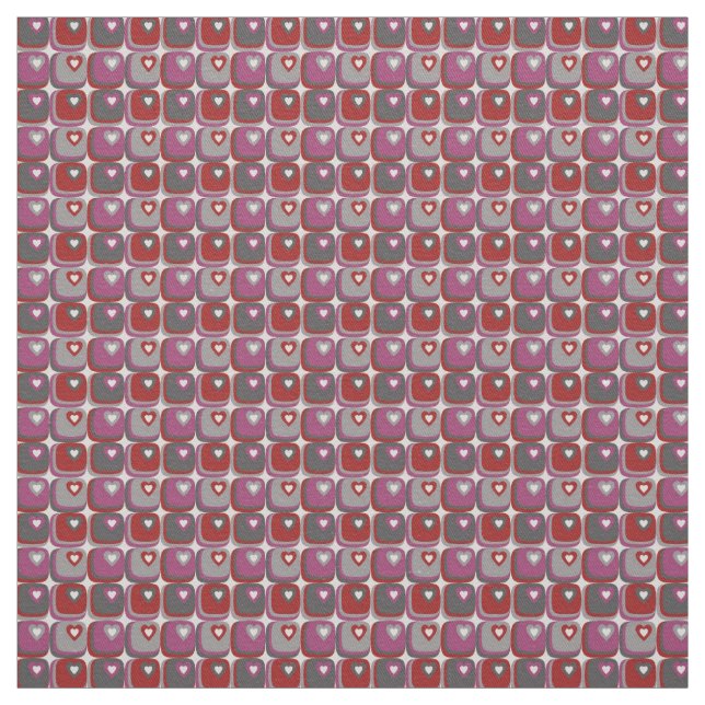 Retro Hearts Fabric Tyg (Provkarta)