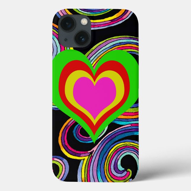 Retro Hearts ~ iPad Plastic 2/3/4 Fodral (Baksida)