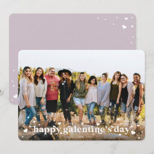 Retro Hearts Lycklig Galentine's Day Photo Card Meddelande