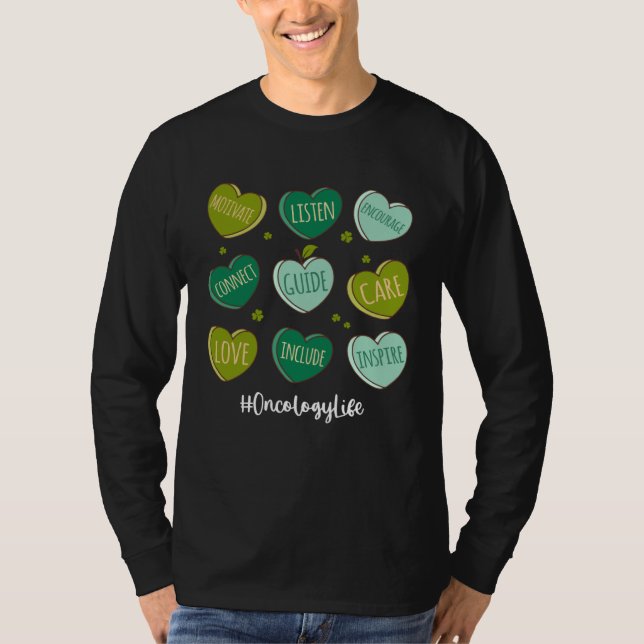 Retro Hearts Oncology Nurse Life  St Patrick s Day T Shirt (Framsida)