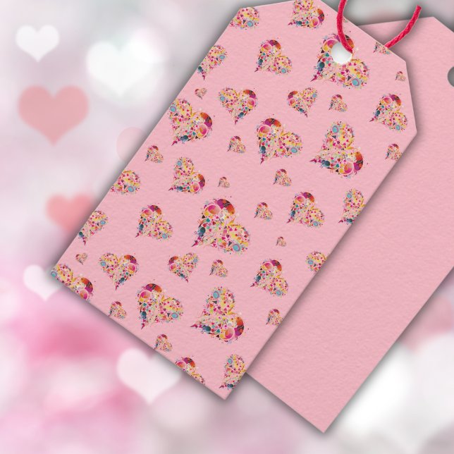 Retro Hearts Valentine Presentetikett (Skapare uppladdad)