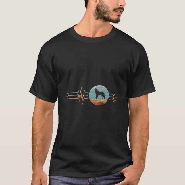 Retro Heartslag Labrador Retriever Hund Lifeline V T Shirt (Framsida)