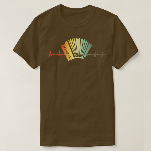 Retro Heartslag Piano Luft Accordion Squeezebox Gi T Shirt (Design framsida)