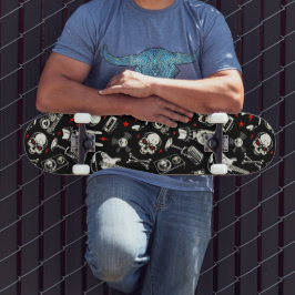 Retro Heavy Metall Mönster Mini Skateboard Bräda 18,5 Cm