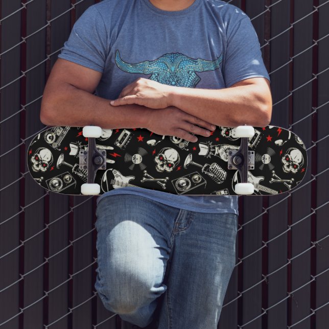 Retro Heavy Metall Mönster Mini Skateboard Bräda 18,5 Cm (Utomhus 3)