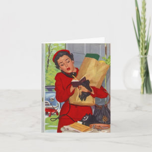 Retro Hectic Day Life Busy Dam Blank Note Card Kort