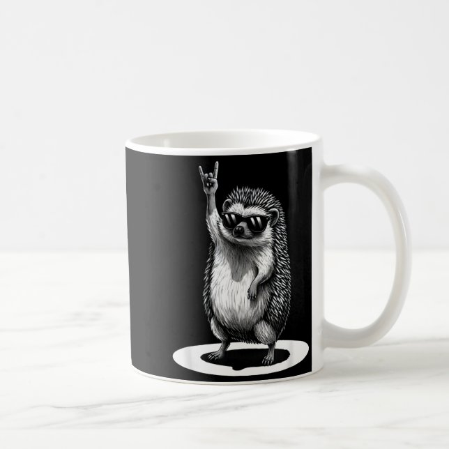 Retro Hedgehog Rock Music Men Kids Women Funny Ani Kaffemugg (Höger)