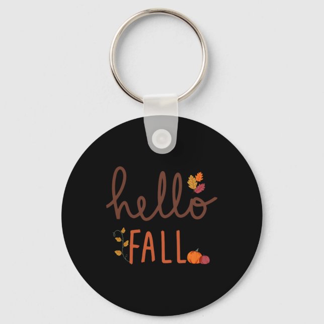 Retro Hej Fall Leopard Pumpkin Autumn Season Tha Nyckelring (Framsida)