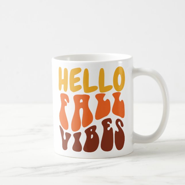Retro Hej Fall Vibes Pumpkin Spice Mysigt Fall Kaffemugg (Höger)
