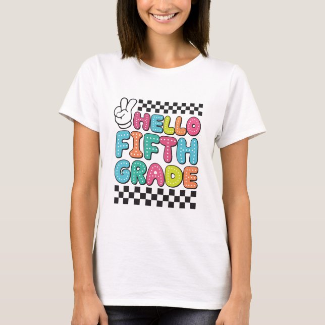 Retro Hej Femte Klass-läraren T Shirt (Framsida)
