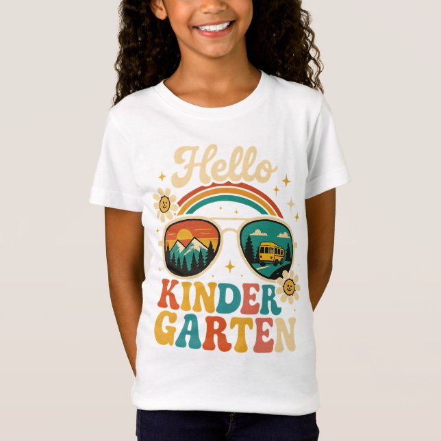 Retro Hej Kindergarten Back to school Solglasögon T Shirt (Framsida)