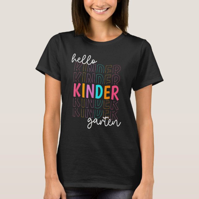 Retro Hej Kindergarten Lärare Student tillbaka til T Shirt (Framsida)