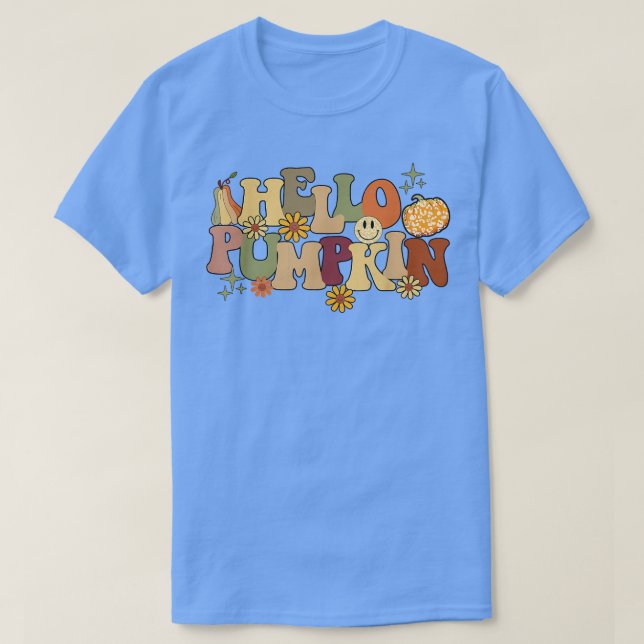 Retro Hej Pumpkin Thanksgiving Autumn Fall Seaso T Shirt (Design framsida)