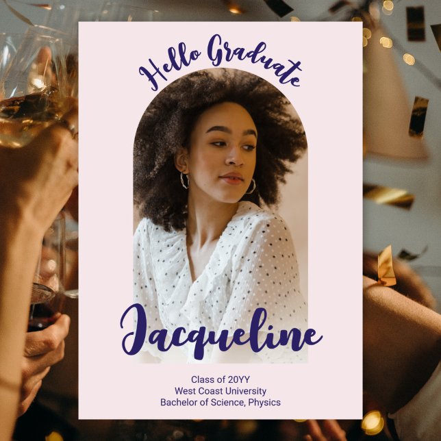 Retro Hej Student 2025 Lila Script Arch Photo Inbjudningar (Skapare uppladdad)