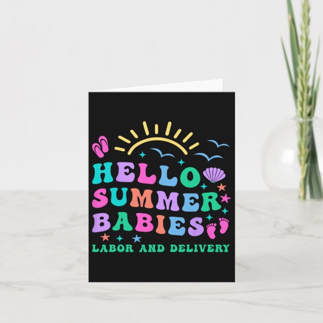 Retro Hej Summer Spädbarn Labour and Delivery Nurs Kort (Framsida)