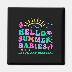 Retro Hej Summer Spädbarn Labour and Delivery Nurs Magnet